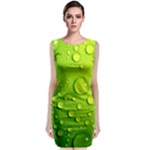 Green Water Drops Sleeveless Velvet Midi Dress