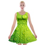 Green Water Drops Velvet Skater Dress