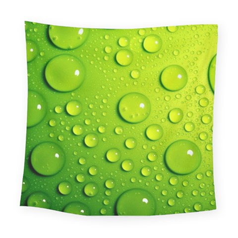 Green Water Drops Square Tapestry (Large) from ArtsNow.com