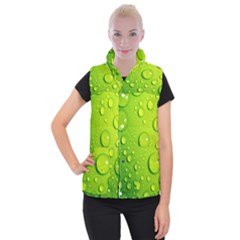 Green Water Drops Women s Button Up Vest from ArtsNow.com