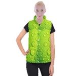 Green Water Drops Women s Button Up Vest