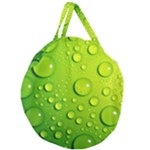 Green Water Drops Giant Round Zipper Tote