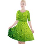 Green Water Drops Quarter Sleeve A-Line Dress