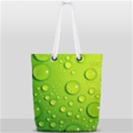 Green Water Drops Full Print Rope Handle Tote (Small)