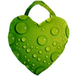 Green Water Drops Giant Heart Shaped Tote