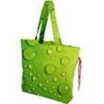 Green Water Drops Drawstring Tote Bag