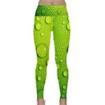 Green Water Drops Lightweight Velour Classic Yoga Leggings