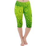 Green Water Drops Lightweight Velour Cropped Yoga Leggings