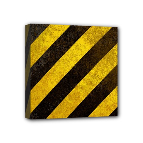 Black And Yellow Caution Mini Canvas 4  x 4  (Stretched) from ArtsNow.com