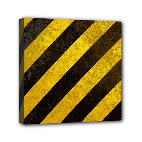 Black And Yellow Caution Mini Canvas 6  x 6  (Stretched) from ArtsNow.com