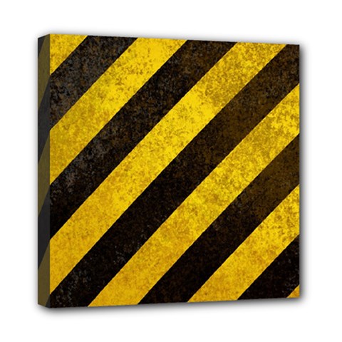 Black And Yellow Caution Mini Canvas 8  x 8  (Stretched) from ArtsNow.com