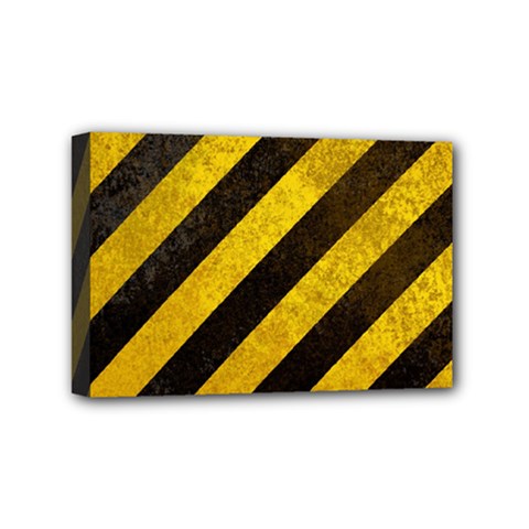 Black And Yellow Caution Mini Canvas 6  x 4  (Stretched) from ArtsNow.com