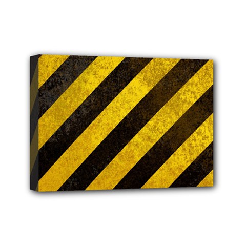 Black And Yellow Caution Mini Canvas 7  x 5  (Stretched) from ArtsNow.com