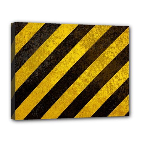 Black And Yellow Caution Canvas 14  x 11  (Stretched) from ArtsNow.com