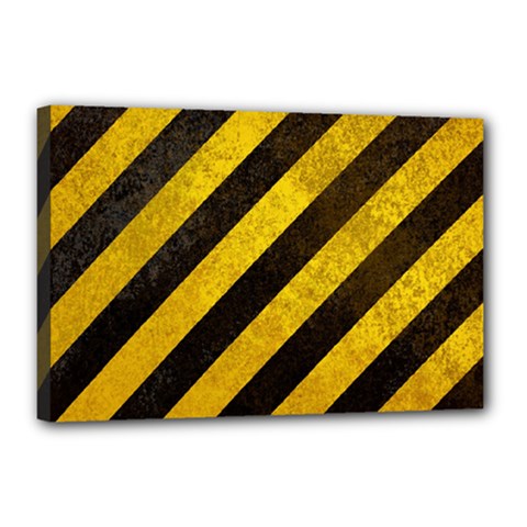 Black And Yellow Caution Canvas 18  x 12  (Stretched) from ArtsNow.com