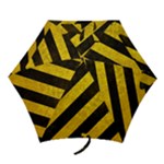 Black And Yellow Caution Mini Folding Umbrella