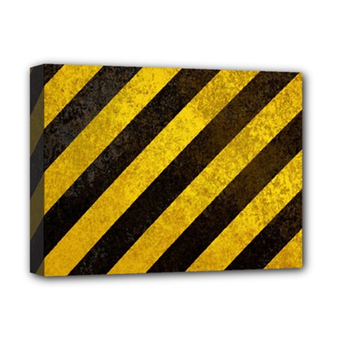 Black And Yellow Caution Deluxe Canvas 16  x 12  (Stretched)  from ArtsNow.com