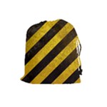 Black And Yellow Caution Drawstring Pouch (Large)