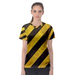 Black And Yellow Caution Women s Sport Mesh Tee