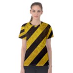 Black And Yellow Caution Women s Cotton Tee