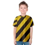 Black And Yellow Caution Kids  Cotton Tee