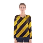 Black And Yellow Caution Women s Long Sleeve Tee