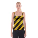 Black And Yellow Caution Spaghetti Strap Top