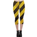 Black And Yellow Caution Capri Leggings 