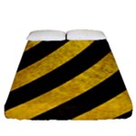 Black And Yellow Caution Fitted Sheet (Queen Size)