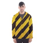 Black And Yellow Caution Men s Hooded Windbreaker