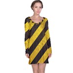 Black And Yellow Caution Long Sleeve Nightdress