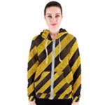 Black And Yellow Caution Women s Zipper Hoodie