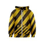 Black And Yellow Caution Kids  Zipper Hoodie