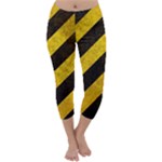 Black And Yellow Caution Capri Winter Leggings 