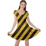 Black And Yellow Caution Cap Sleeve Dress