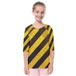 Black And Yellow Caution Kids  Quarter Sleeve Raglan Tee