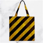 Black And Yellow Caution Zipper Grocery Tote Bag