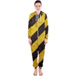 Black And Yellow Caution Hooded Jumpsuit (Ladies)