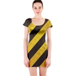 Black And Yellow Caution Short Sleeve Bodycon Dress