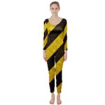 Black And Yellow Caution Long Sleeve Catsuit