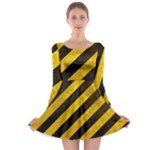 Black And Yellow Caution Long Sleeve Skater Dress