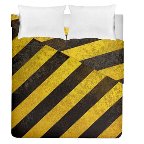 Black And Yellow Caution Duvet Cover Double Side (Queen Size) from ArtsNow.com