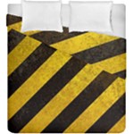 Black And Yellow Caution Duvet Cover Double Side (King Size)