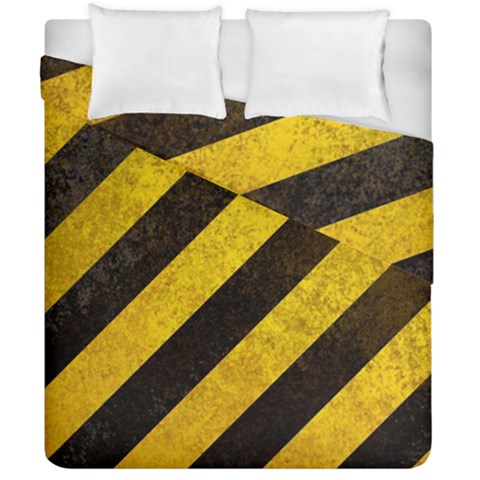 Black And Yellow Caution Duvet Cover Double Side (California King Size) from ArtsNow.com