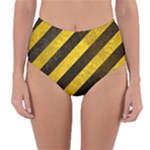 Black And Yellow Caution Reversible High-Waist Bikini Bottoms