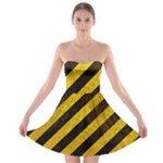 Black And Yellow Caution Strapless Bra Top Dress