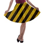 Black And Yellow Caution A-line Skater Skirt