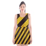 Black And Yellow Caution Scoop Neck Skater Dress