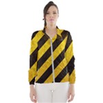 Black And Yellow Caution Women s Windbreaker