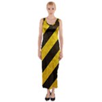 Black And Yellow Caution Fitted Maxi Dress